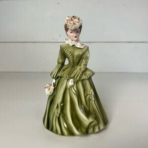 Florence Ceramics VTG Sarah Lady Figurine Green Dress Mid Century Elegance 7.5"